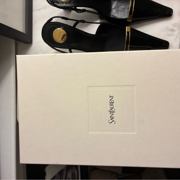 Yves Saint Laurent Black and Gold Heels - Picture 4 of 5